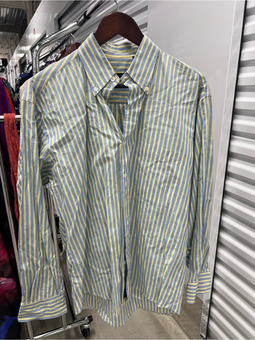 Burberry Striped Button-Down Shirt - Light Blue & Pale Yellow
